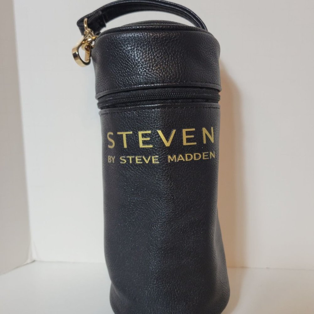Steven by Steve Madden Black Faux Leather Makeup Bag NWOT